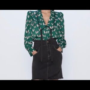 Zara green shirt with dog print